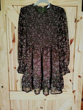 Main Strip Olive Green Floral Mini Dress